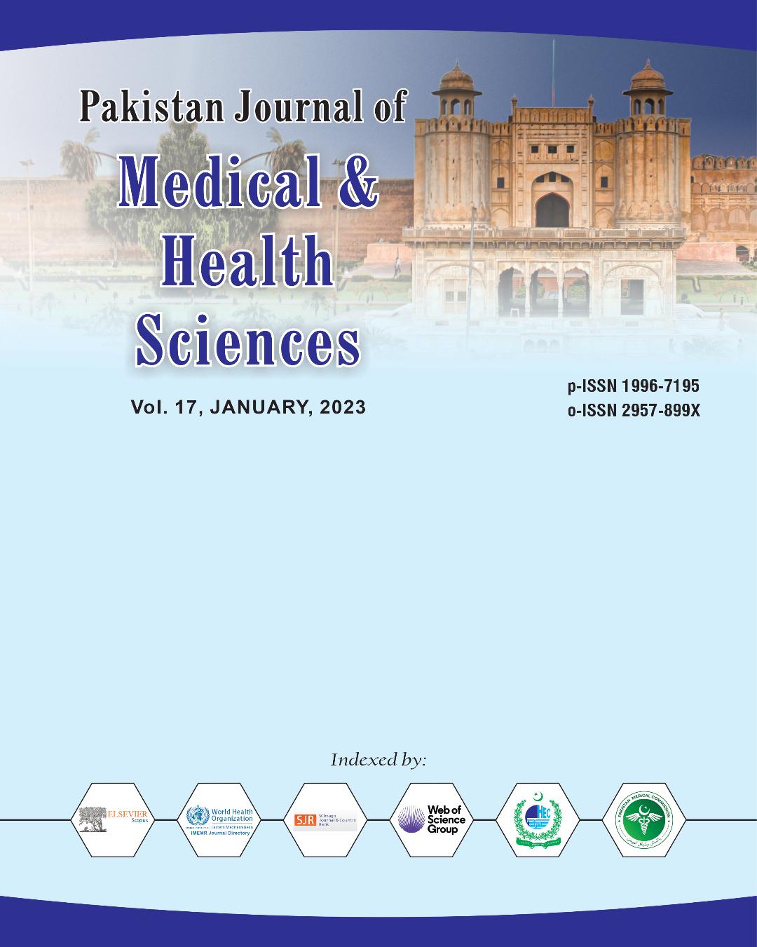 					View Vol. 17 No. 01 (2023): Pakistan Journal of Medical & Health Sciences
				