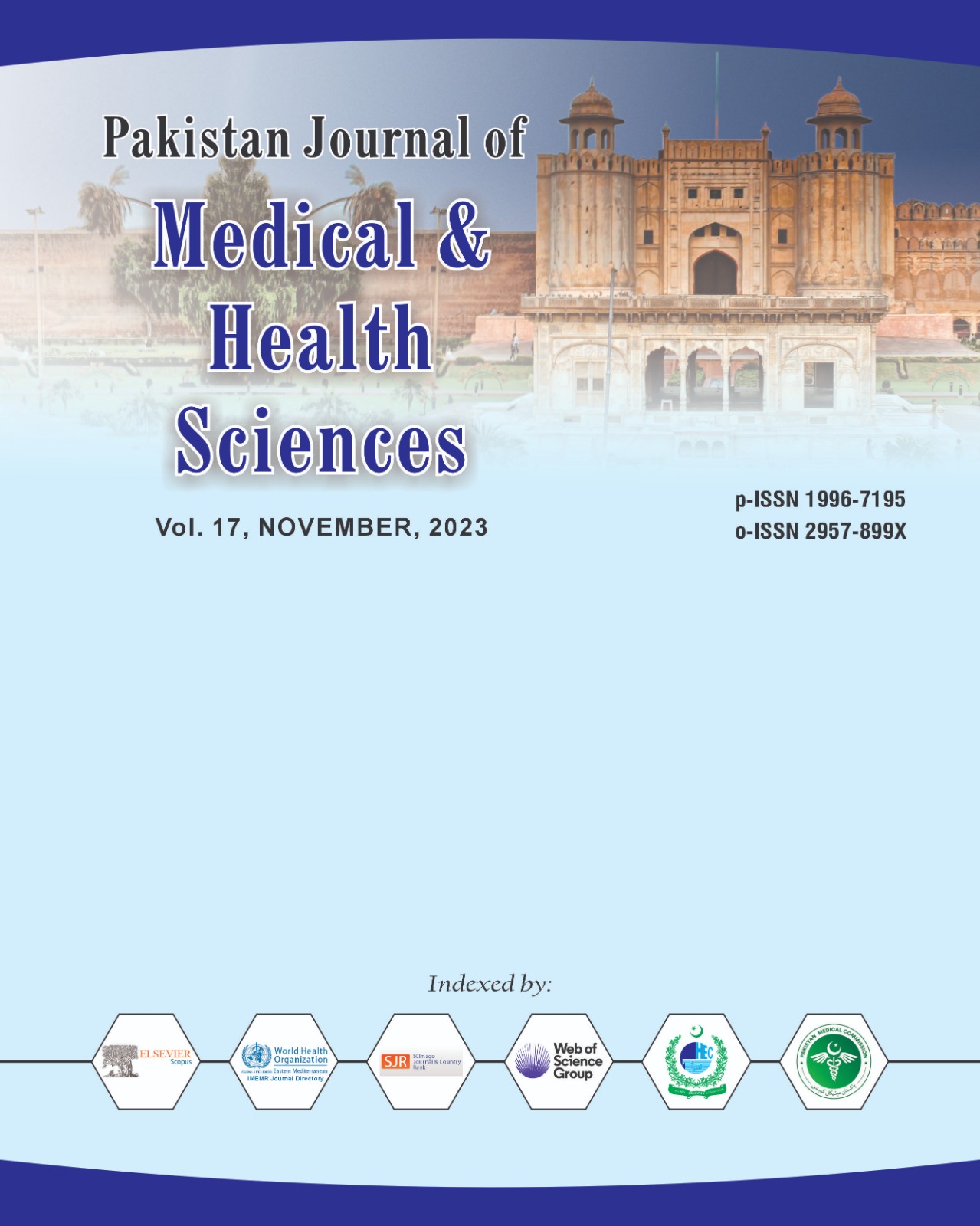 					View Vol. 17 No. 11 (2023): Pakistan Journal of Medical & Health Sciences
				