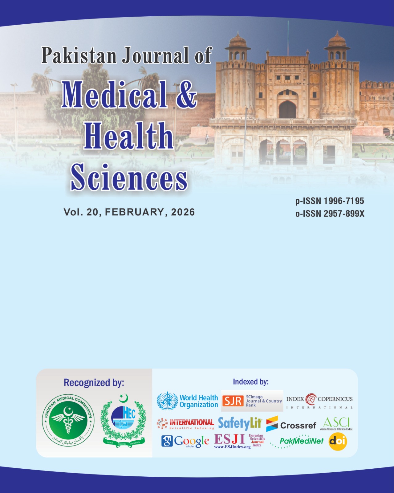 					View Vol. 20 No. 02 (2026): Pakistan Journal of Medical & Health Sciences
				