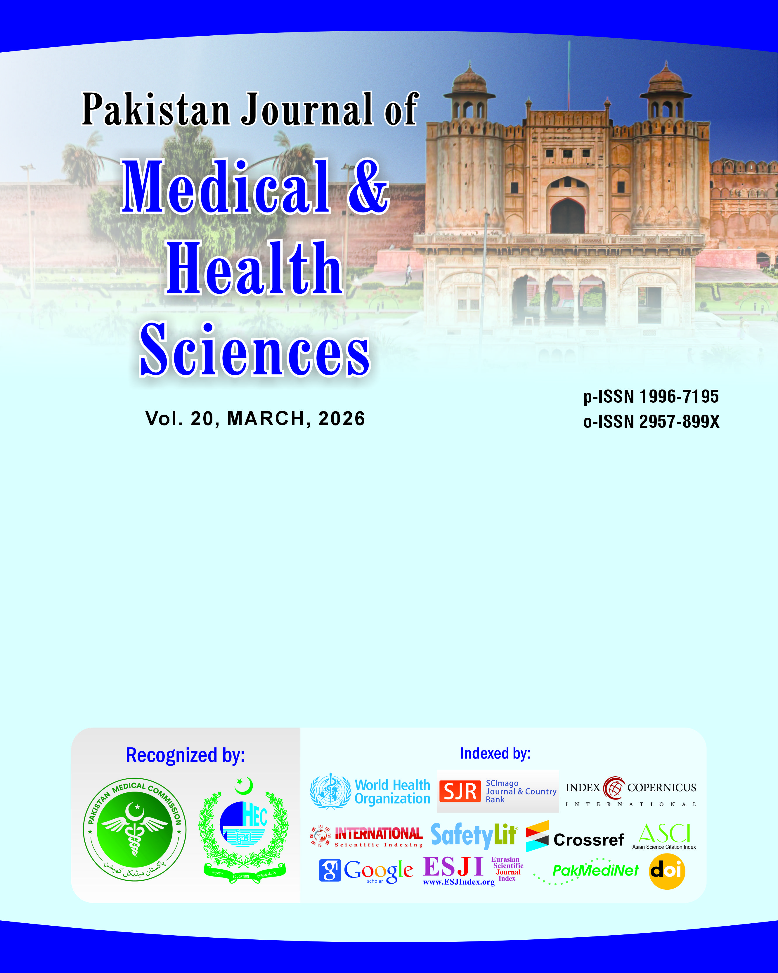 					View Vol. 20 No. 03 (2026): Pakistan Journal of Medical & Health Sciences
				